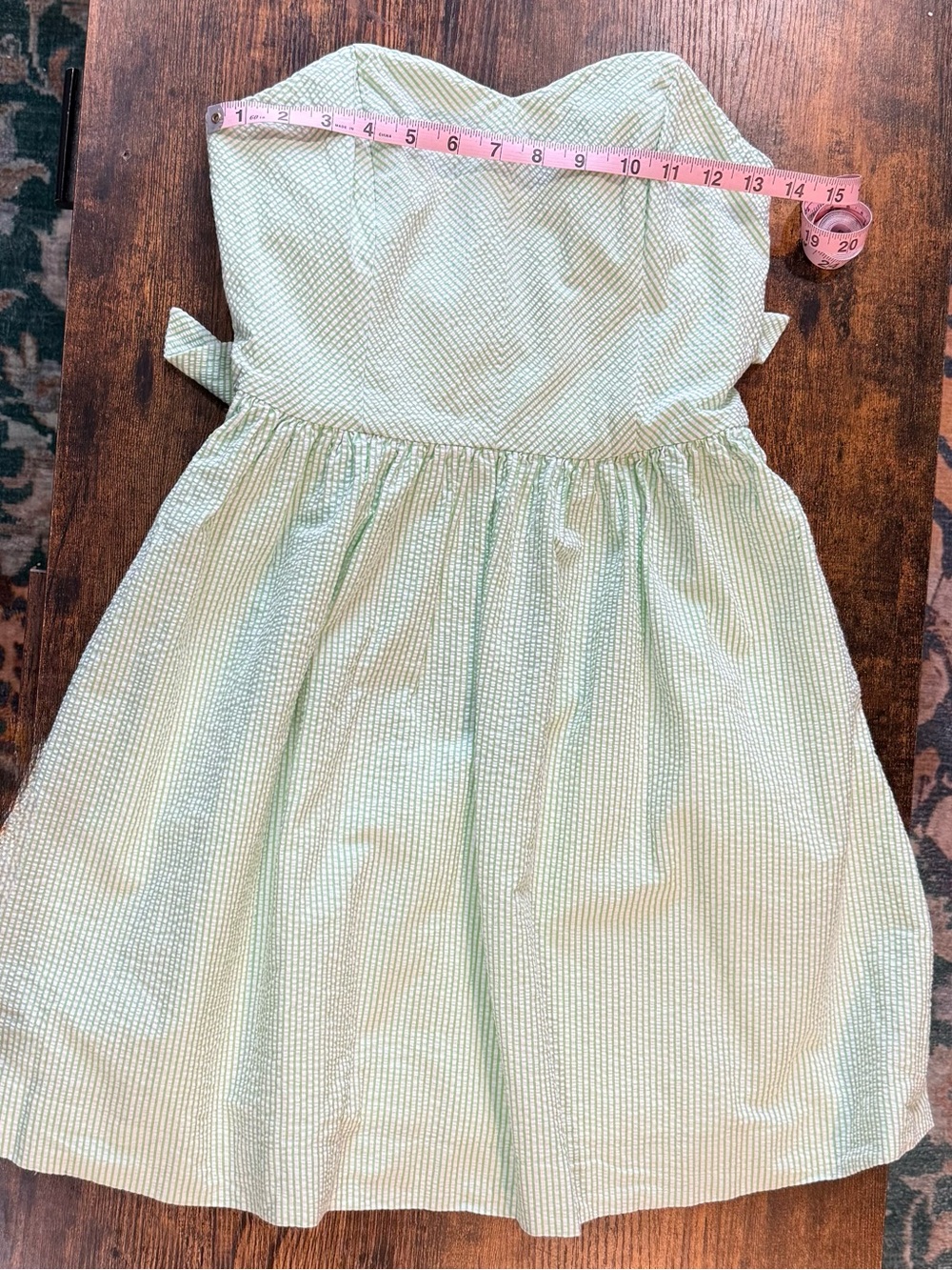 Lilly Pulitzer Richelle Dress Size 2 Green White Seersucker Strapless Preppy - Picture 7 of 12